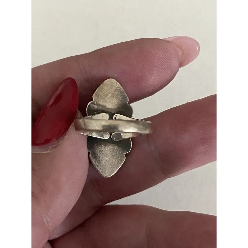 Vintage Native American Bell Trading Post Sterling Silver Turquoise Ring Size 5